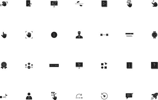 Solid UI UX Onboarding and User Guide Icons Collection vector