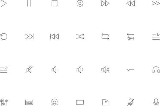 lineal ui ux medios de comunicación control S íconos colección vector