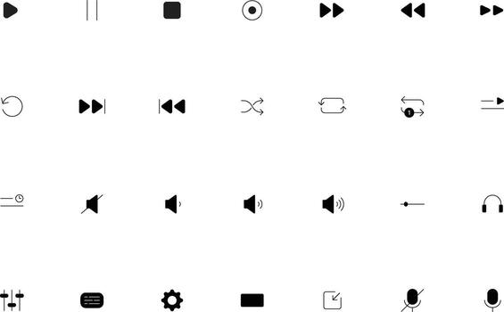botón ui ux medios de comunicación control S íconos colección vector