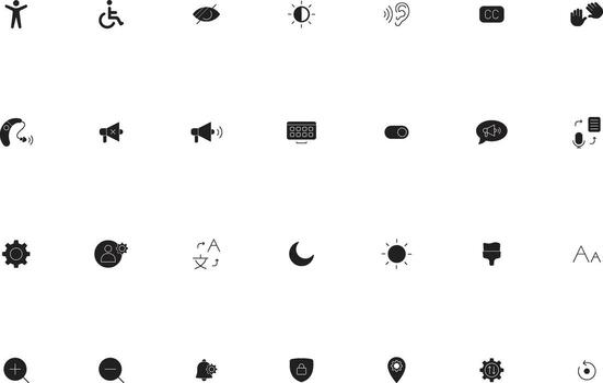 Button UI UX Accessibility and Preferences Icons Collection vector