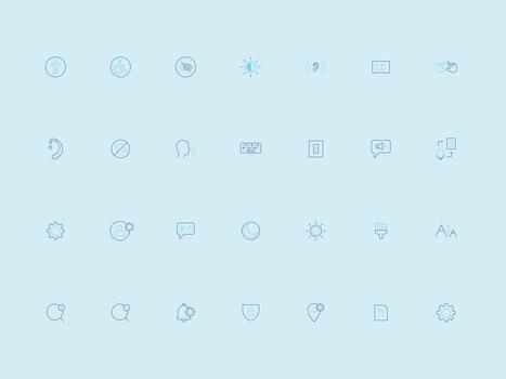 Duotone UI UX Accessibility and Preferences Icons Collection vector