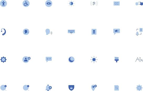Duocolor UI UX Accessibility and Preferences Icons Collection vector