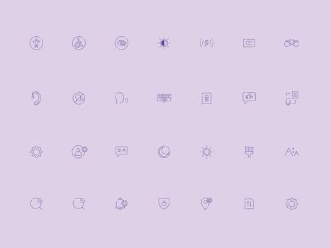 Disconnected UI UX Accessibility and Preferences Icons Collection vector