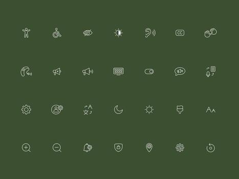 Bold UI UX Accessibility and Preferences Icons Collection vector