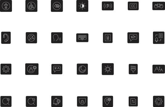 Apps UI UX Accessibility and Preferences Icons Collection vector