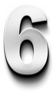 3d geprägt matt Silber Nummer sechs 6 fallen Schatten png