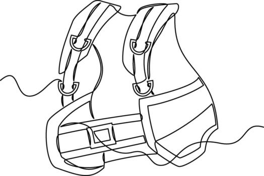 one line art Buoyancy Compensator illustration. line art, one continuous line, simple, hand drawn and sketch style. for icons, symbols, signs or logos. vector