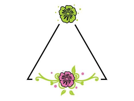 abstract design of triangle frame with floral frame flat design vector