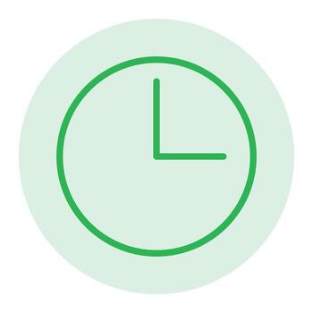 abstract design of a clock green color flat icon design vector