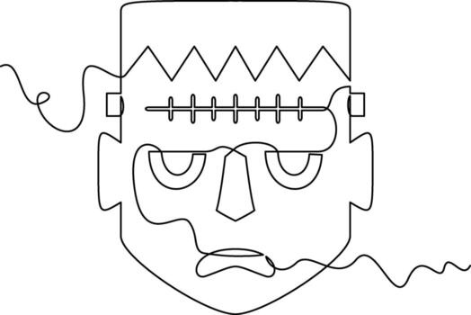 one line art continuous line frankenstein illustration. line art, one continuous line, simple, hand drawn and sketch style. for icons, symbols, signs or logos. vector