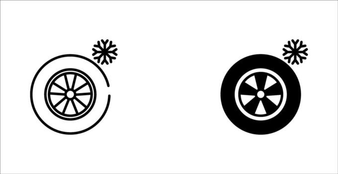 Winter Tyres linear icon set. Car service thin line customizable illustration. Contour symbol. isolated outline drawing. Editable stroke vector