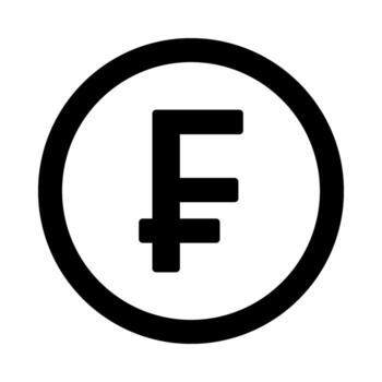 Franc swiss flat icon coin. illustration. Black on white. Simple illustration for web and software interfaces. vector