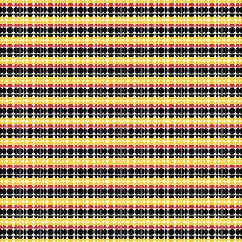 Abstract geometric pattern with colorful semicircles in a retro style. Features a seamless repeat design in black, yellow, and red, creating a vibrant and eye catching texture. vector