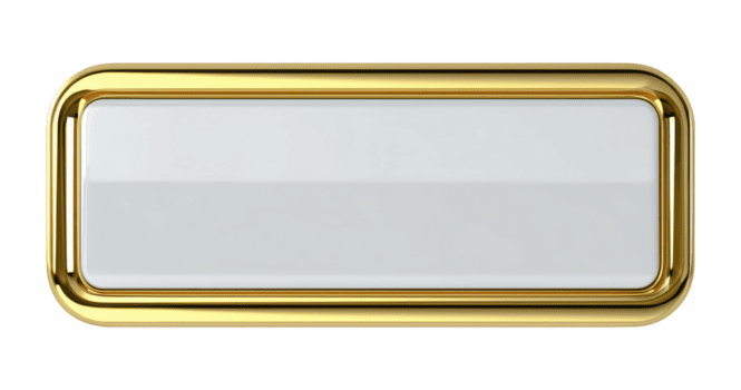 pulido oro rectangular Placa de nombre con redondeado rincones y borde, aislado en transparente antecedentes png