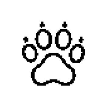 Pixel Art Paw Print Icon, Simple Animal Footprint Design on Transparent Background vector