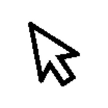 Pixel Art Cursor Icon, Minimalist Mouse Pointer Design with Arrow on Transparent Background vector