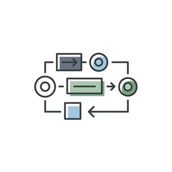 Workflow Process Diagram Illustration Automation System Methodology Chart Connection Technique Steps vector