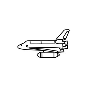 Line Art Space Shuttle Rocket Spaceplane Spaceship Vehicle Exploring Universe Icon Illustration vector