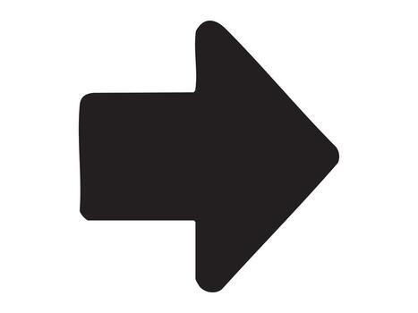 Black silhouette of right arrow symbol isolated on white background. Concept of direction, navigation, interface button, forward movement, cursor icon vector