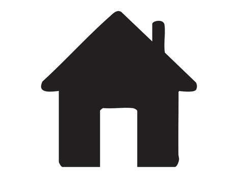 Black silhouette of a simple house icon with a chimney, isolated on white background. concept of home, architecture, real estate, building, symbol, graphic design element vector