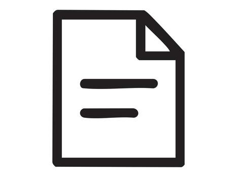 Black document icon with bent corner isolated on white background. concept of file, sheet, office, simplified symbol, graphic design element, printable, paper. vector