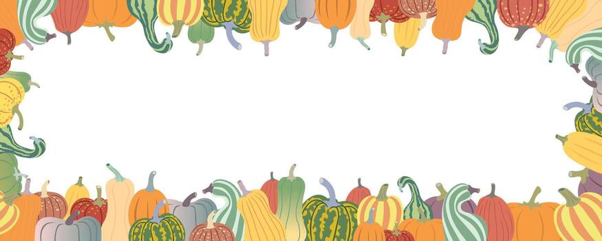 otoño calabazas marco vector