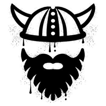 Viking beard and helmet with black spray paint graffiti vector