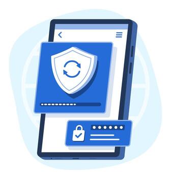 Smartphone Updating Security Data for Cyber Security on Mobile Device Concept Illustration vector