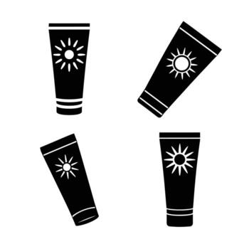Sunscreen tube Minimalist Silhouette Set Bold Solid Icons for UI Web and Print vector