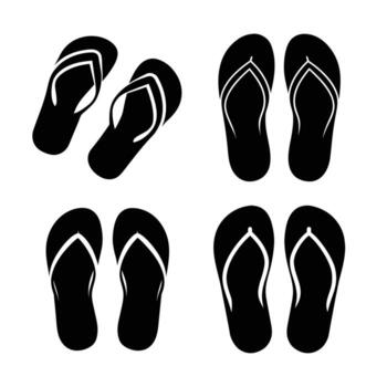 Flip flops Minimalist Silhouette Set Bold Solid Icons for UI Web and Print vector