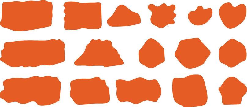 colección de naranja resumen formas aislado en blanco fondo, un conjunto de irregular formas y gotas vector