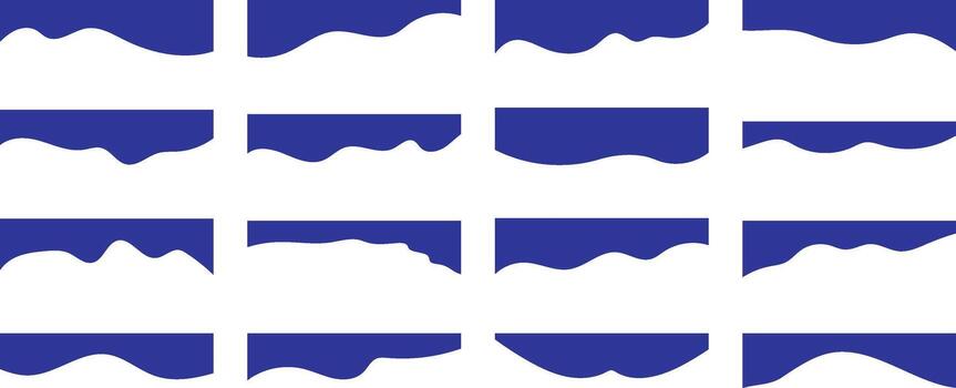 Collection of wavy shapes isolated on white background, showcasing various forms for decorative and design purposes vector