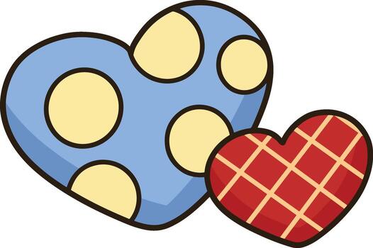 Blue heart clip art with circle and red pattern throwing vector