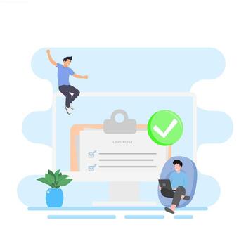 Illustration of a to-do list, or a completed to-do list. successful to-do list concept vector