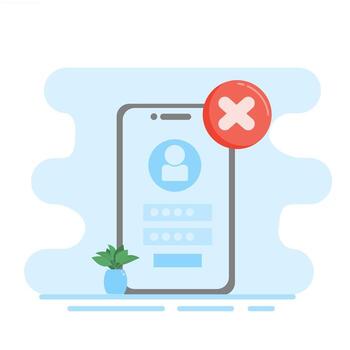 Illustration of a notification of a failed account login on a mobile phone, illustration. vector