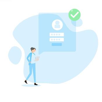 Illustration of a character registering or logging into an account. Login concept vector
