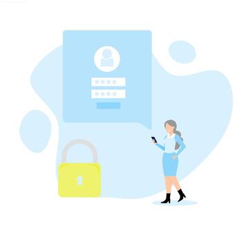 Illustration of a character registering or logging into an account. vector