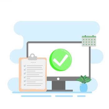 Illustration of a to-do list, or a list of completed tasks. vector