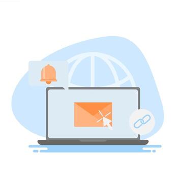 ilustración de entrante mensajes, mensaje notificaciones en un ordenador portátil. concepto de entrante correo electrónico mensajes vector