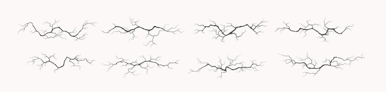 colección de ocho negro ramas en un ligero antecedentes. cada rama tiene único intrincado formas Perfecto para naturaleza diseños y decorativo proyectos vector