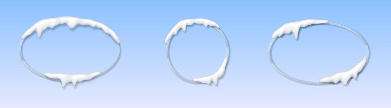 Set of snowcovered circular frames with smooth gradient blue background. Ideal for winterthemed designs and artworks featuring a cold, tranquil atmosphere. vector