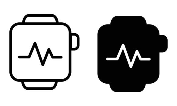 Digital Pulse Minimalist graphic depicting a sleek smartwatch displaying a dynamic heartbeat waveform symbolizing the fusion of health and technology vector