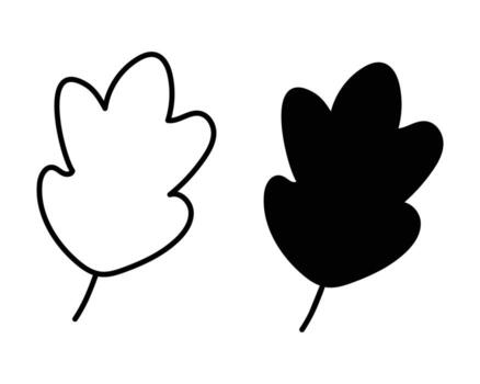 Artistic Oak Leaf Silhouette A Minimalist Representation of an Oak Leaf One Rendered as a Black Silhouette and the Other Outlined in Stark Simplicity Creating a Striking Visual Juxtaposition vector