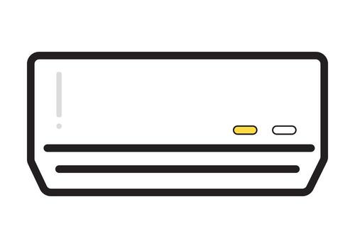 White air conditioner unit with yellow button ac unit vector