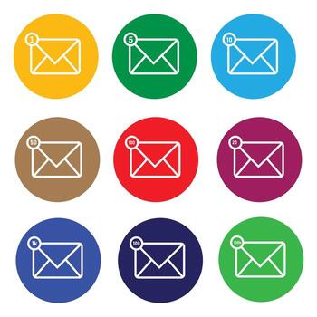 Email notification icons with unread message counts vector