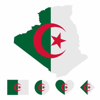 Map and flag elements of Algeria vector