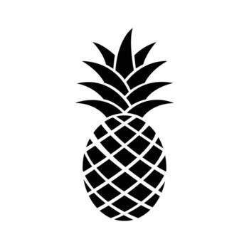 Isolated pineapple featuring a geometric pattern is rendered in solid black against a transparent backdrop vector
