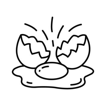 Cracked egg splashes out, yolk runs free, showing shell fragments on transparent background vector