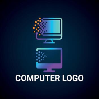 Stylized computer logo design vector