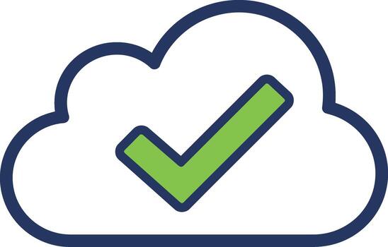 nube informática concepto con un verde marca de verificación símbolo indicando un exitoso operación o verificación vector